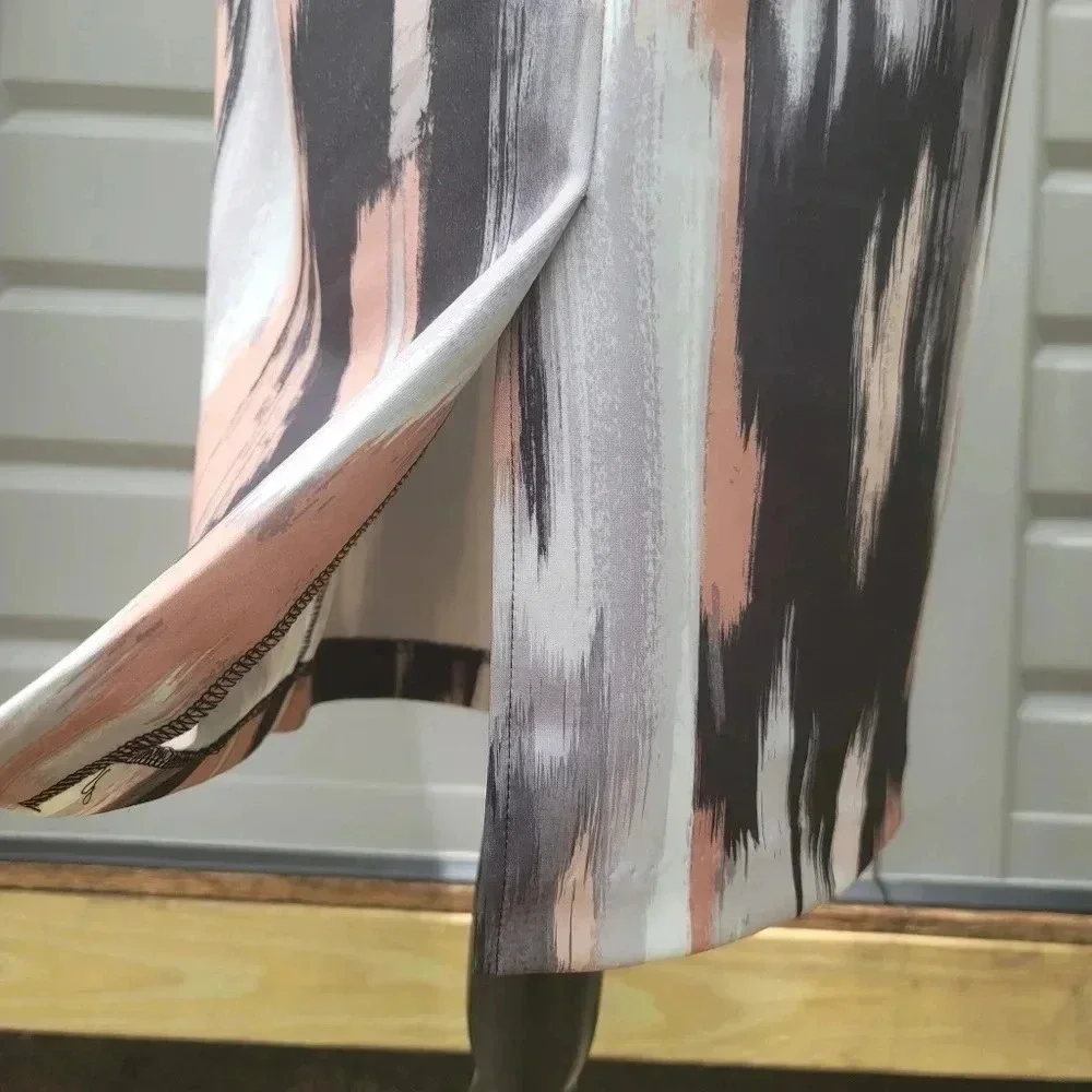 WOMENS geo PRINT PENCIL SKIRT STRETCH WHITE Tan GR